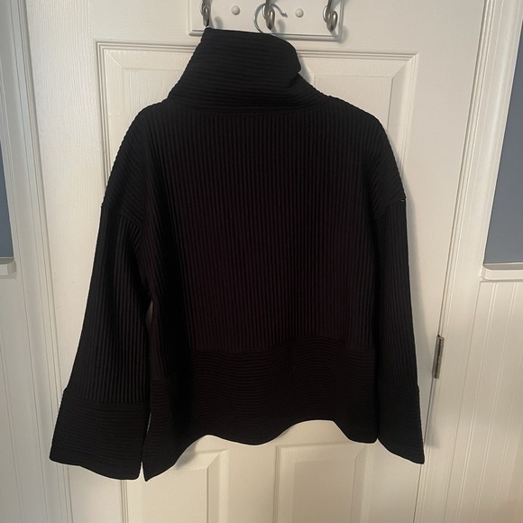 TAHARI SPORT Sweater Womens Small Black Ribbed Flared Sleeve Pullover Mock Neck - Picture 10 of 11